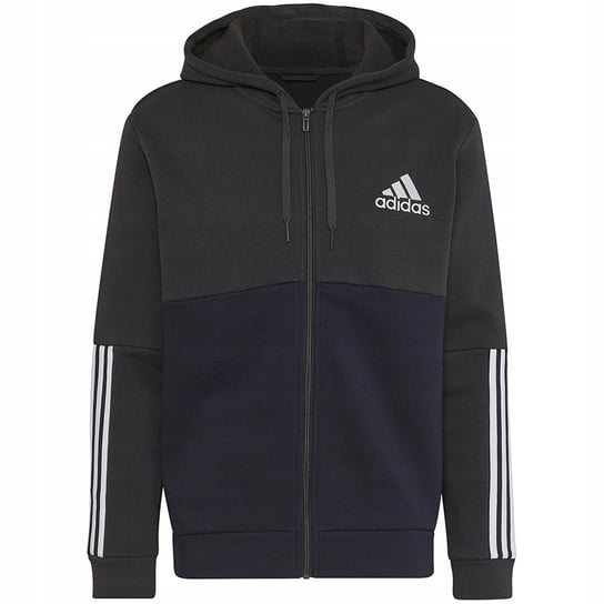 Bluza męska adidas Essentials Colorblock Fleece Full-Zip Hoodie szaro-grana Adidas