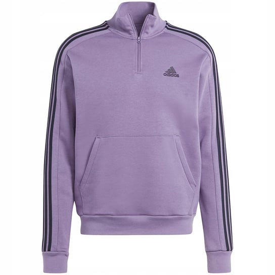 Bluza męska adidas Essentials Fleece 3-Stripes 1/4-Zip fioletowa IJ8912 S Adidas