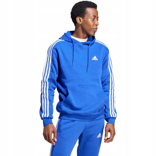 Bluza męska adidas Essentials Fleece 3-Stripes Hoodie niebieska IJ8934 S Adidas