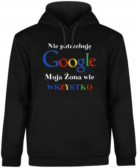 BLUZA MĘSKA Z KAPTUREM Z NADRUKIEM GOOGLE PREZENT ŚMIESZNA CZARNA R-M A2 DonWitold