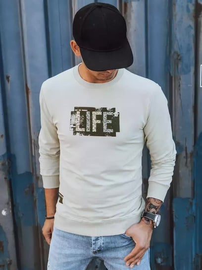 Bluza męska z nadrukiem beżowa Dstreet BX5361-XXL Dstreet