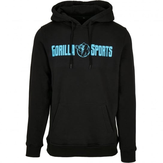 Bluza z kapturem czarny/neonowy turkus L Gorilla Sports