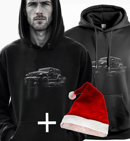 Bluza z nadrukiem na święta - prezent Jeep Wrangler L urodziny + CZAPKA MIKOŁAJA W PREZENCIE UNIQ66