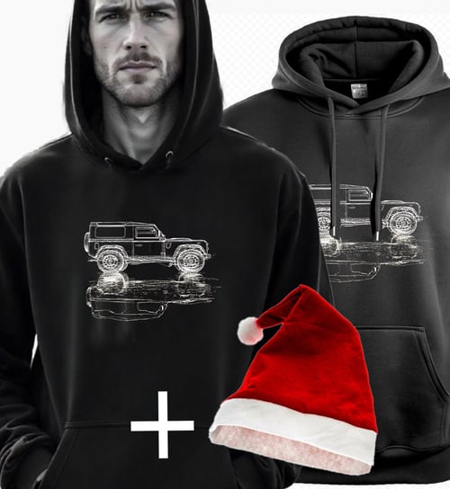 Bluza z nadrukiem na święta - prezent Land Rover Defender offroad 3XL + CZAPKA MIKOŁAJA W PREZENCIE UNIQ66