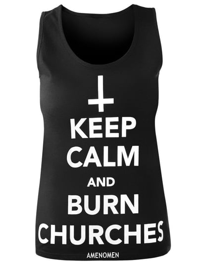 bluzka damska AMENOMEN - KEEP CALM AND BURN CHURCHES na ramiączkach (OMEN069DAR)-L Inny producent