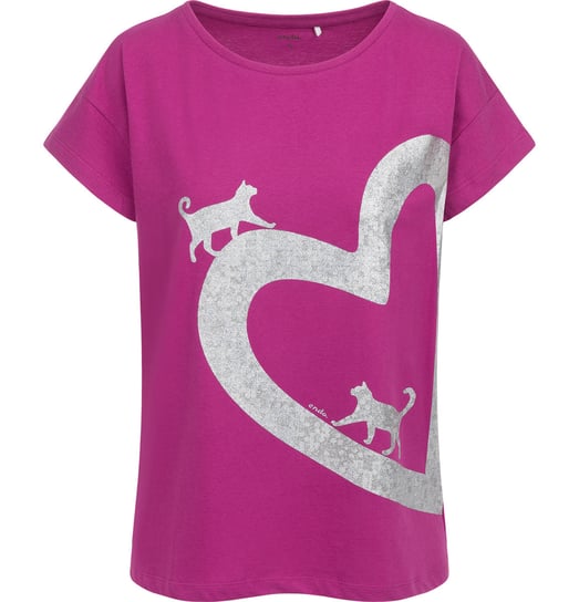 Bluzka Damska T-shirt Damski bawełniana różowa 40 L Kot Serce Endo Endo