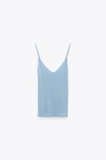 Bluzka damska Zara na ramiączkach niebieska-M Zara