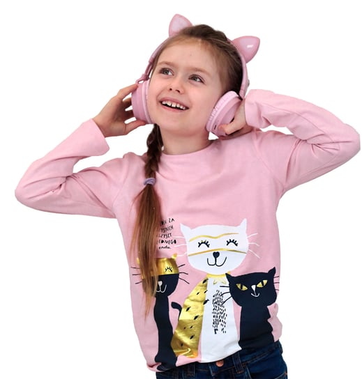 Bluzka dla dziewczynki z długim rękawem Banda Kotów 134 Różowa Endo Endo