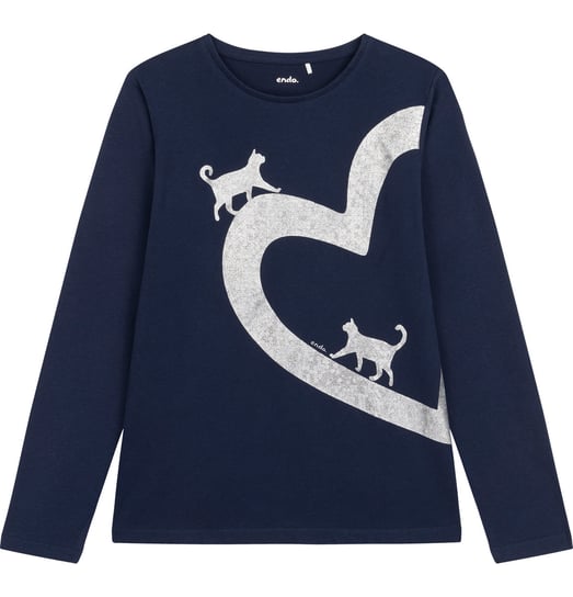 Bluzka koszulka z długim rękawem dziecięca dziewczęca 134 bawełna Koty Endo Endo