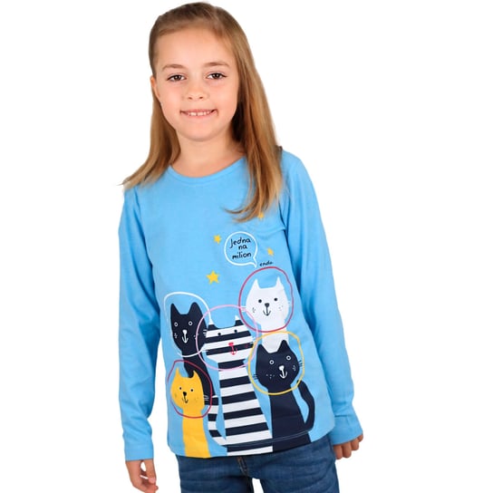 Bluzka z długim rękawem dziecięca dziewczęca 110 bawełna Kosmos Koty  Endo Endo