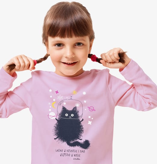 Bluzka z długim rękawem dziewczęca dziecięca 104 bawełna Astro Kot Endo Endo