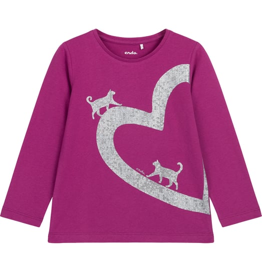 Bluzka z długim rękawem dziewczęca dziecięca 104 bawełna Kot Z Sercem Endo Endo