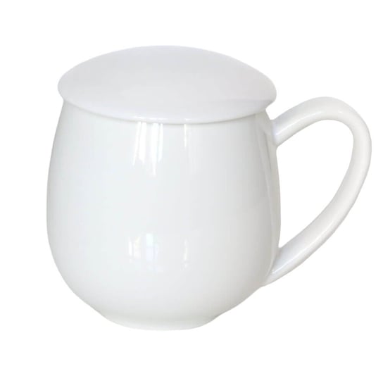 Błyszcący kubek z zaparzaczem i pokrywką biały – idealny zestaw do przygotowania herbaty, perfekcyjny podarunek prezent dla mamy, taty, babci, dziadka Cup&You