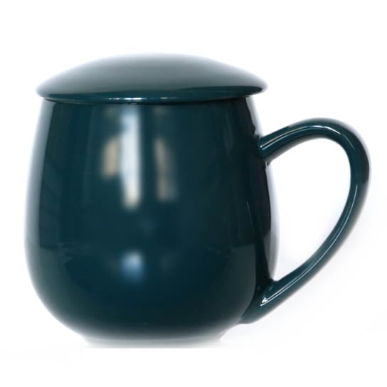 Błyszczący kubek z zaparzaczem i pokrywką ciemnozielony – idealny zestaw do przygotowania herbaty, perfekcyjny podarunek prezent dla mamy, taty, babci, dziadka Cup&You