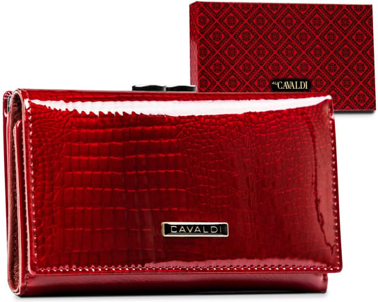 Błyszczący portfel damski ze skóry ekologicznej Cavaldi, czerwony Cavaldi