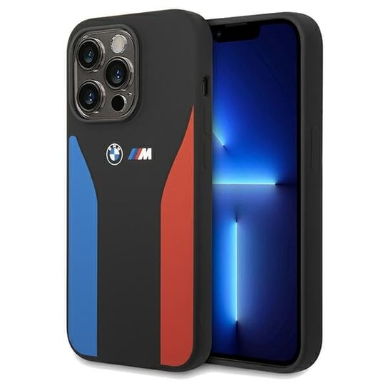BMW BMHCP15X22SCSK iPhone 15 Pro Max 6.7" czarny/black Silicone Blue&Red Stripes M Collection BMW