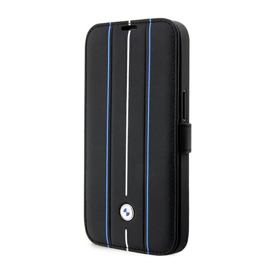 Bmw Booktype Leather Stamp Blue Lines - Etui Iphone 14 Pro (Czarny) BMW