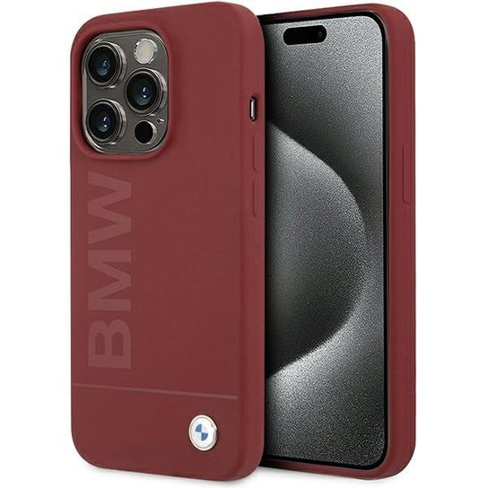 BMW etui obudowa pokrowiec do iPhone 15 Pro 6.1" czerwony/red hardcase Silicone Big Logo MagSafe BMW