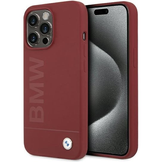 BMW etui obudowa pokrowiec do iPhone 15 Pro Max 6.7" czerwony/red hardcase Silicone Big Logo MagSafe BMW