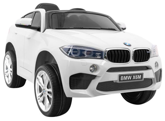 BMW, pojazd na akumulator Logowane Bmw X6M z panelem audio, biały BMW
