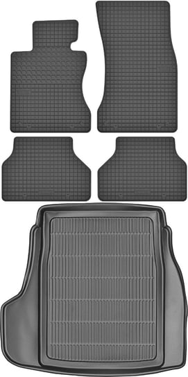 BMW Seria 5 E60 Sedan od 2003-2011r. Bagażnik MAX-DYWANIK 910209 + Dywaniki MOTOHOBBY 141201 Max-Dywanik