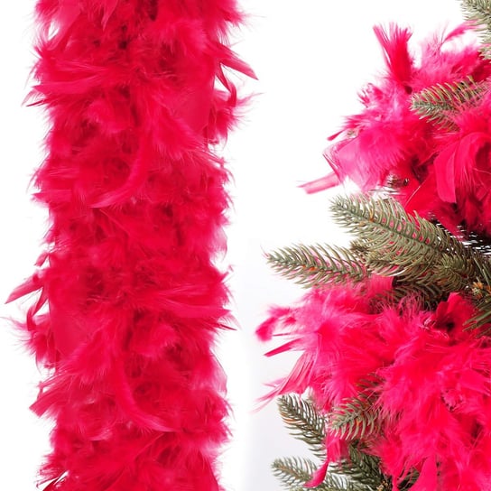 Boa z piór naturalnych 180 cm łańcuch na choinkę, ozdoba świąteczna czerwony Springos
