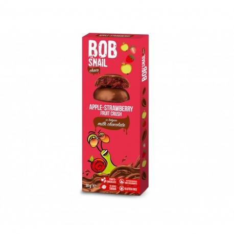 Bob Snail, Przekąska jabłkowo-truskawkowa w mlecznej czekoladzie, 30 g Bob Snail