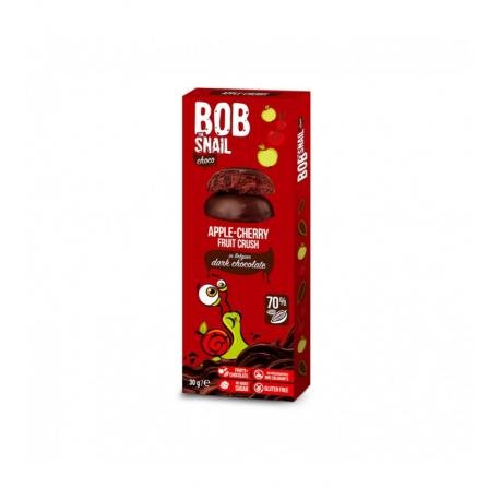 Bob Snail, Przekąska jabłkowo-wiśniowa w ciemnej czekoladzie, 30 g Bob Snail