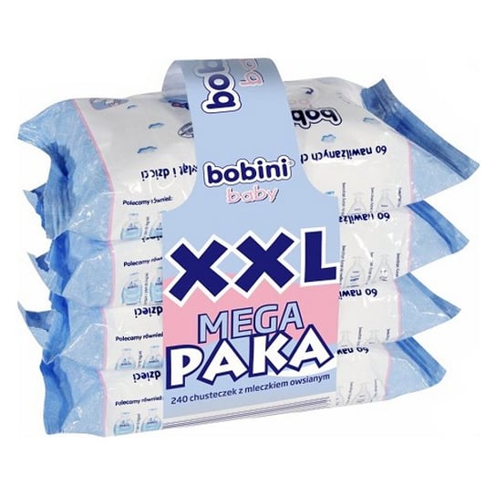 Bobini, Chusteczki hypoalergiczne, nawilżane, Mega Paka XXL, 4x60 szt. Bobini