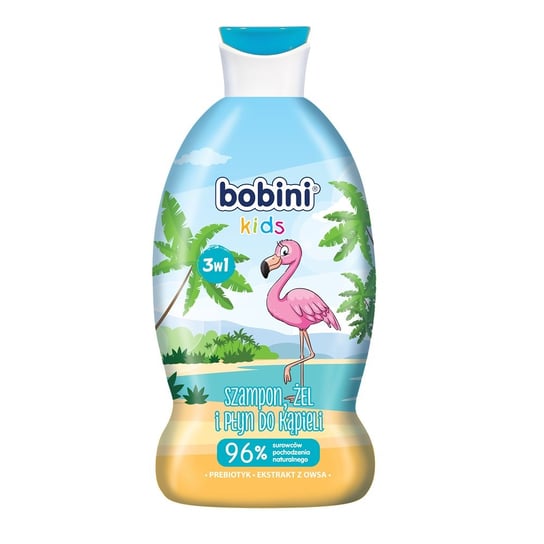 Bobini, szampon, żel i płyn do kąpieli 3w1 Musująca Malina, 330 ml Bobini