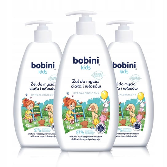 Bobini Żel Do Mycia Ciała i Włosów dla Dzieci 3x500 ml Global Cosmed