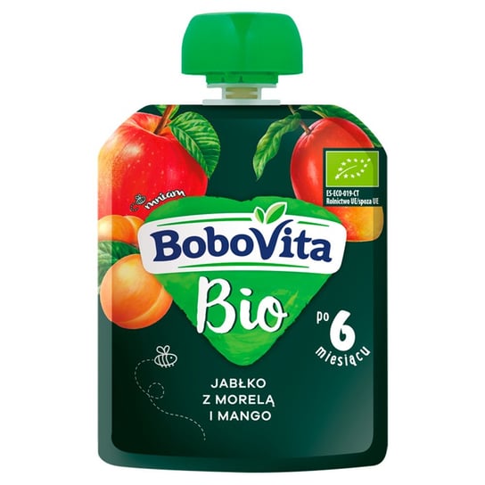 BoboVita, BIO Mus owocowy jabłko, morela i mango po 6. miesiącu, 80 g BoboVita