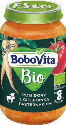 BoboVita, BIO Obiadek cielęcina z pomidorem i pasternakiem po 8. miesiącu, 190 g BoboVita