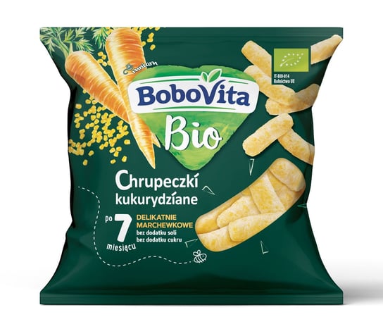 BOBOVITA Chrupeczki kukurydziane delikatnie marchewkowe po 7 miesiącu 20 g Bio BoboVita