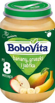 BoboVita, Deserek owocowy po 8. miesiącu, Banan Jabłko Gruszka, 195g BoboVita