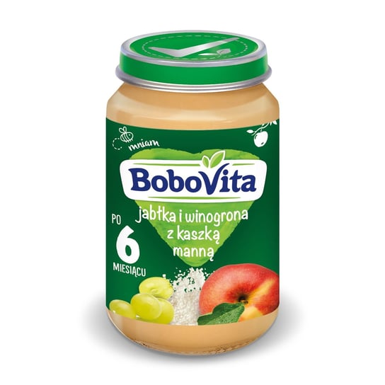 BoboVita, Deserek po 6. miesiącu  jabłka i winogrona z kaszką manną, 190 g BoboVita