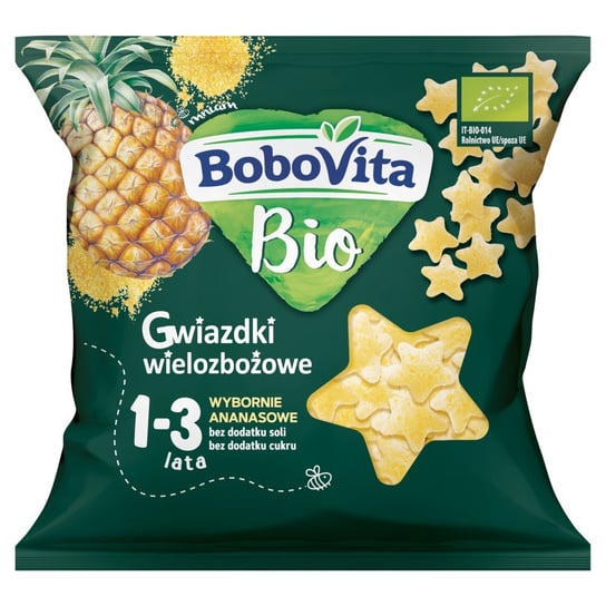 BOBOVITA Gwiazdki wielozbożowe wybornie ananasowe 1-3 lata 20 g Bio BoboVita