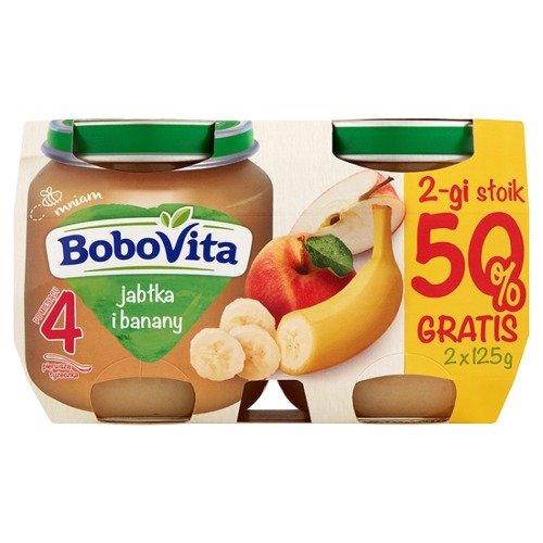 BoboVita, Jabłka i banany po 4. miesiącu, 2x125 g BoboVita