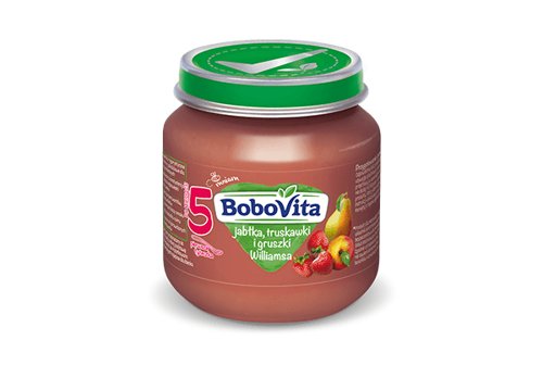 BoboVita, Jabłka truskawki i gruszki Williamsa po 5. miesiącu, 125 g BoboVita