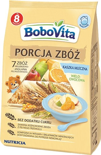 BoboVita, Kaszka mleczna 7 zbóż wielozbożowo-jaglana pełnoziarnista wieloowocowa, 210 g BoboVita