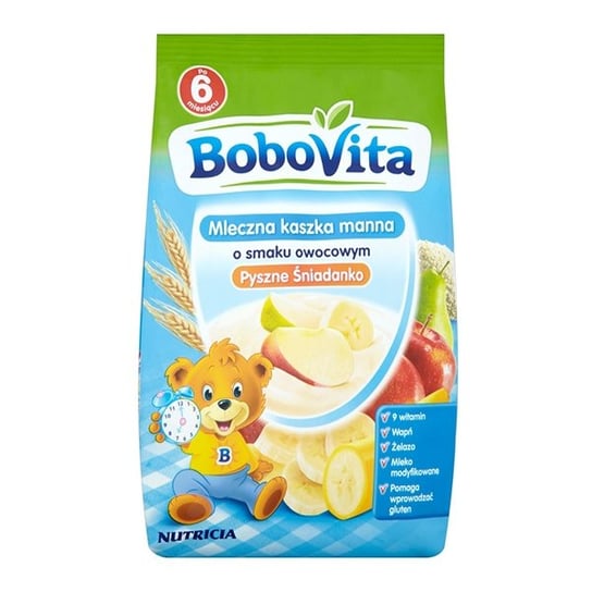 Bobovita, Kaszka mleczna manna o smaku owocowym, pyszne śniadanko, 230 g, 6m+ BoboVita