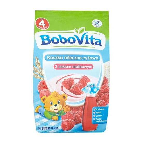 Bobovita, Kaszka mleczno-ryżowa z sokiem malinowym, 230g BoboVita