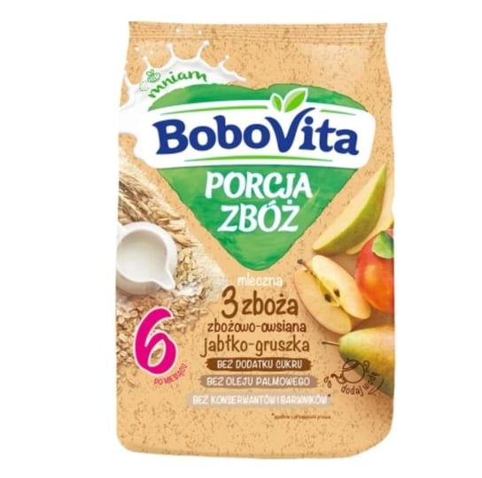 BoboVita, Kaszka Porcja zbóż mleczna – 4 zboża jabłko-gruszka, 210 g BoboVita