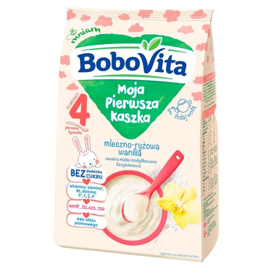 BoboVita Moja Pierwsza Kaszka mleczno-ryżowa wanilia po 4. miesiącu 230 g BoboVita