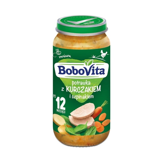 Bobovita, Obiadek, domowa potrawka z kurczakiem i szpinakiem, 250 g, 12m+ BoboVita