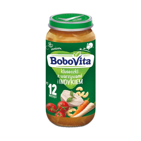 Bobovita, Obiadek, kluseczki z warzywami i indykiem, 250 g, 12m+ BoboVita