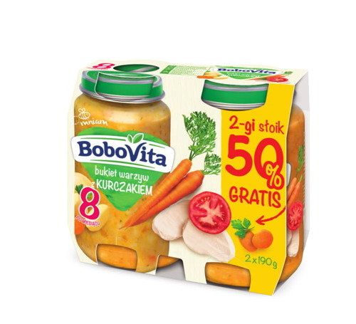 BoboVita, Obiadek po 8. miesiącu bukiet warzyw z kurczakiem, 2x190 g BoboVita