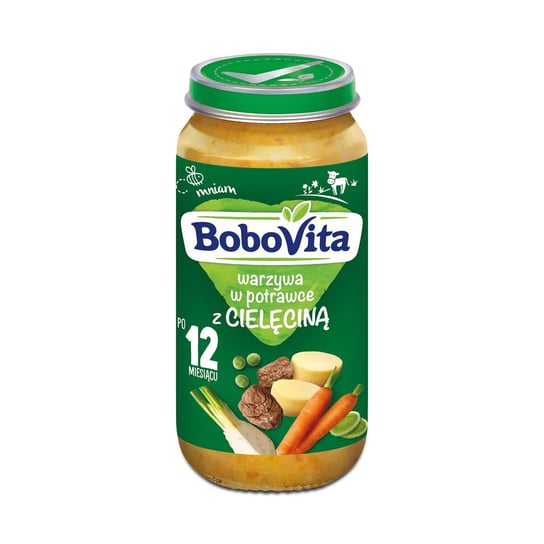 Bobovita, Obiadek, Warzywa w delikatnej potrawce z cielęciną, 250 g, 12m+ BoboVita