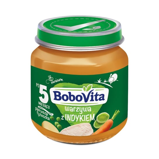Bobovita, Obiadek, Warzywa z aromatycznym indykiem, 125 g, 5m+ BoboVita