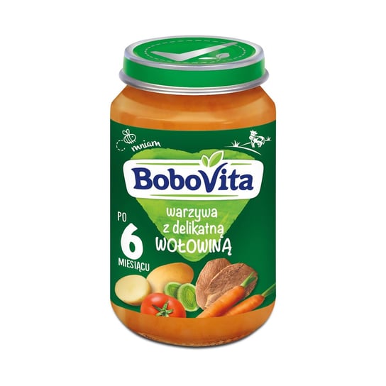 Bobovita,Obiadek, Warzywa z delikatna wołowiną, 190 g, 6m+ BoboVita